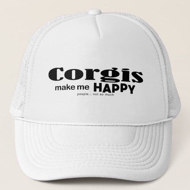 Corgis Make Me Happy Trucker Hat (Front)
