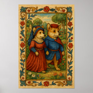 Corgi's Out on a Stroll Poster