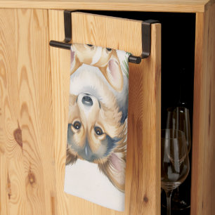 Corgis Three Stella, Emma and Travelyr Tea Towel
