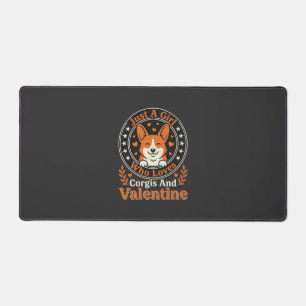 Corgis Valentine Design for Girls Who Love Corgis Desk Mat