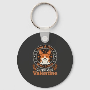 Corgis Valentine Design for Girls Who Love Corgis Key Ring