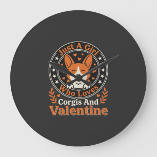 Corgis Valentine Design for Girls Who Love Corgis Large Clock