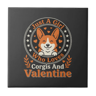 Corgis Valentine Design for Girls Who Love Corgis Tile