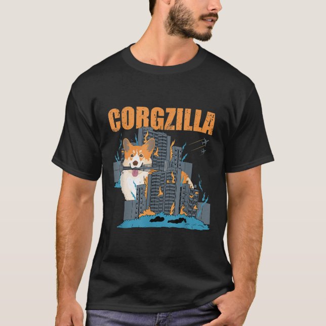 Corgzilla Funny Pembroke Welsh Corgi Pet Dog Lover T-Shirt (Front)