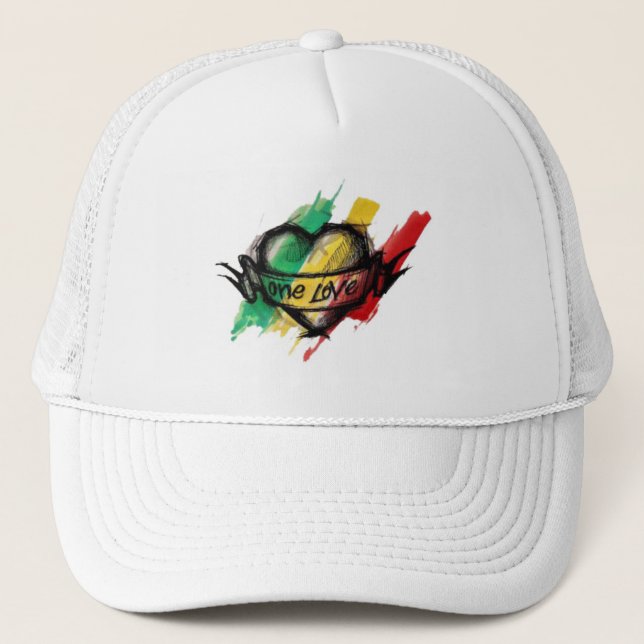 Cori Reith Rasta reggae one love Trucker Hat (Front)