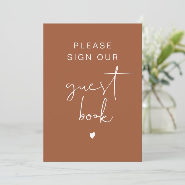 CORIANDER Bohemian Burnt Orange Guest Book Sign Invitation (Standing Front)