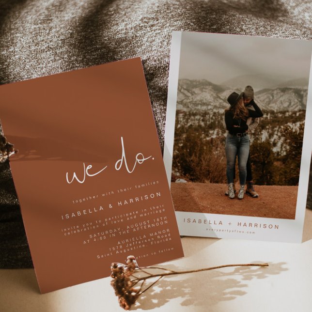 CORIANDER Bohemian Burnt Orange Modern Minimalist  Invitation (Creator Uploaded)