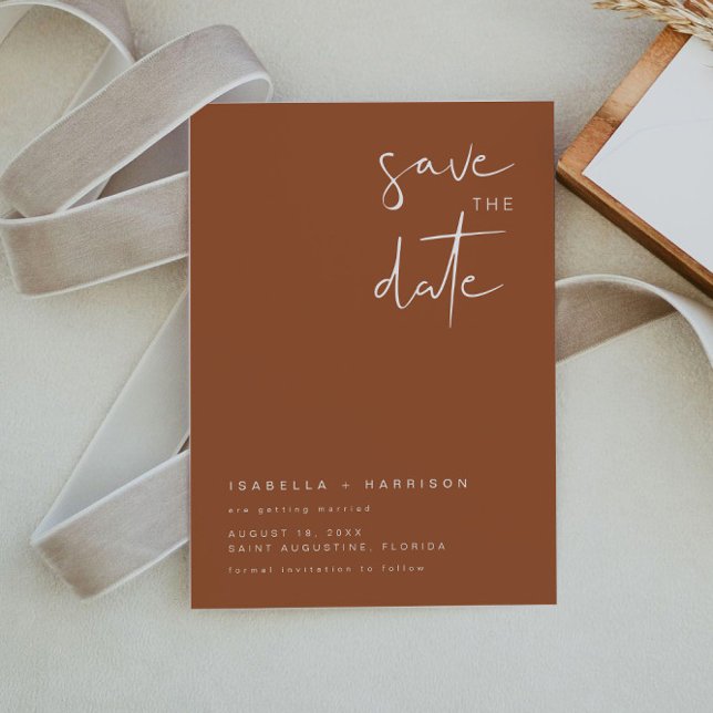 CORIANDER Bohemian Burnt Orange Save the Date Invitation (Creator Uploaded)