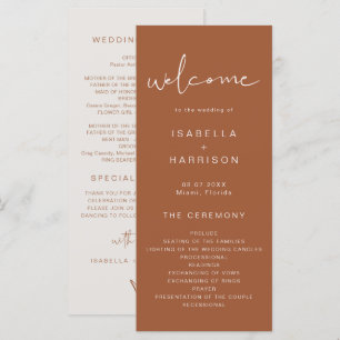CORIANDER Bohemian Burnt Orange Wedding Program Menu