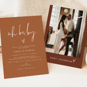 CORIANDER Bohemian Terracotta Oh Baby Baby Shower Invitation