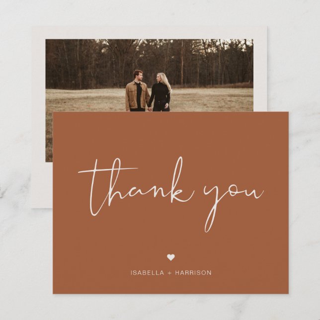 CORIANDER Bohemian Terracotta Photo Thank You Card (Front/Back)