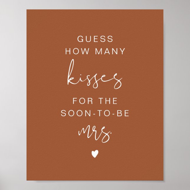 CORIANDER Boho Guess How Many Kisses Bridal Sign (Front)