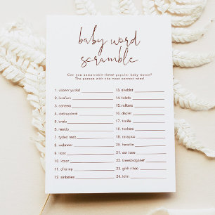CORIANDER Boho Rust Baby Word Scramble Game Invita Invitation