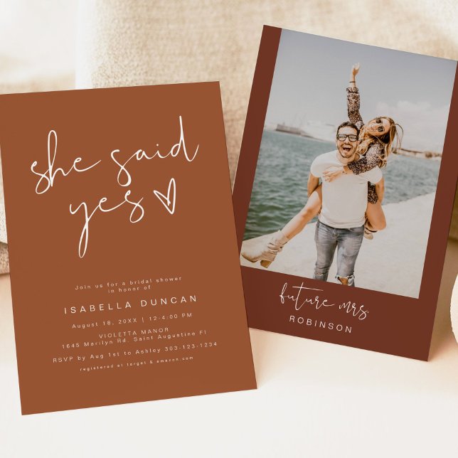 CORIANDER Boho She Said Yes Modern Bridal Shower   Invitation (Creator Uploaded)
