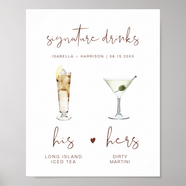 CORIANDER Boho Signature Drink Wedding Bar Poster (Front)