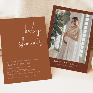 CORIANDER Boho Terracotta and Rust Baby Shower  Invitation