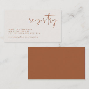 CORIANDER Boho Terracotta Beige Wedding Registry Enclosure Card