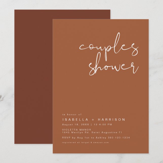 CORIANDER Boho Terracotta Couples Shower Invitatio Invitation (Front/Back)