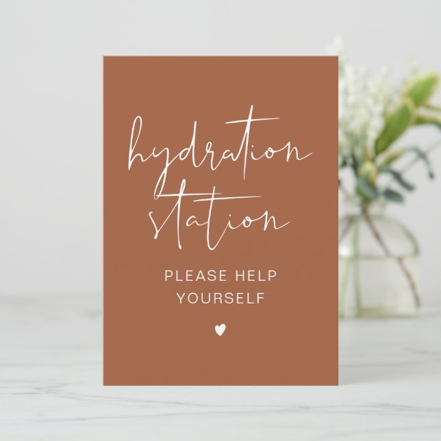 CORIANDER Boho Terracotta Hydration Station Sign Invitation (Standing Front)