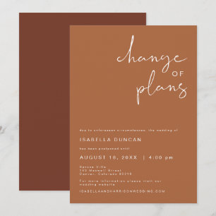CORIANDER Boho Terracotta Wedding Change of Plans Invitation