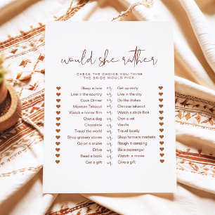 CORIANDER Boho Would She Rather Bridal Game Invitation