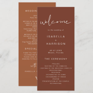 CORIANDER Rust and Burnt Orange Wedding Program Menu