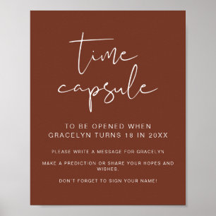 CORIANDER Rust Baby Shower Time Capsule Sign
