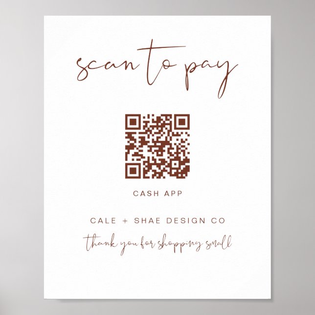 CORIANDER Rust Boho Small Business Payment Sign (Front)