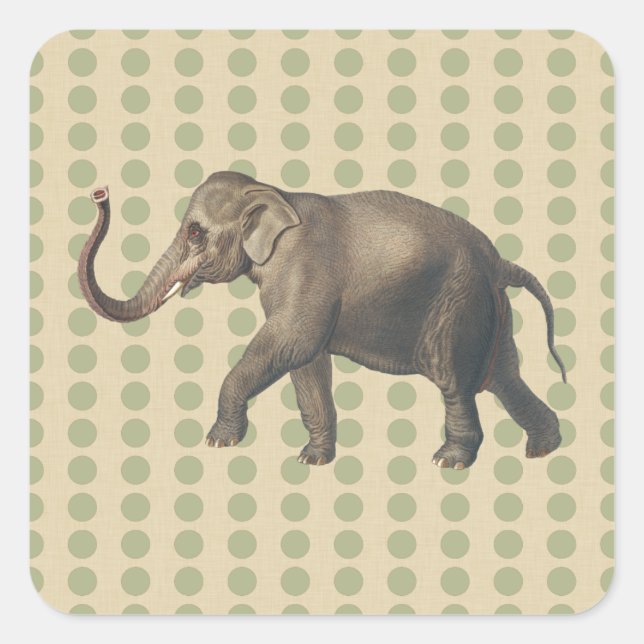 Coriander Spice Moods Dots with Elephant Square Sticker (Front)