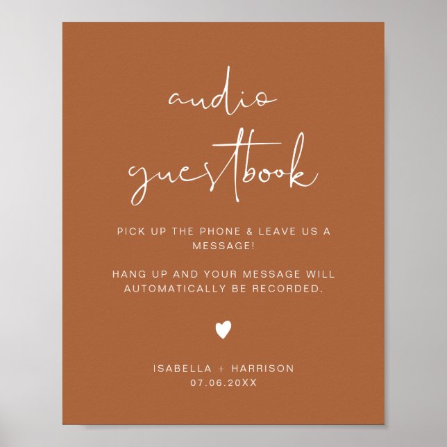CORIANDER Terracotta Audio Guestbook Wedding Sign  (Front)