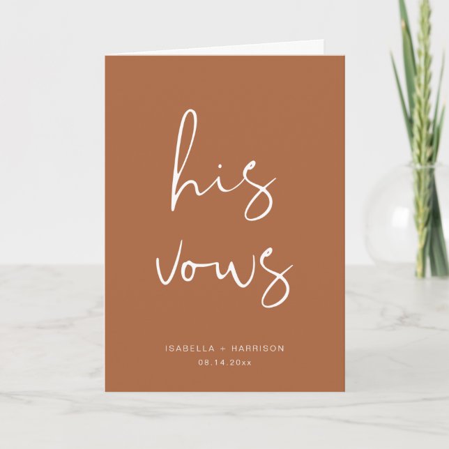 CORIANDER Terracotta His Wedding Vows Card (Front)