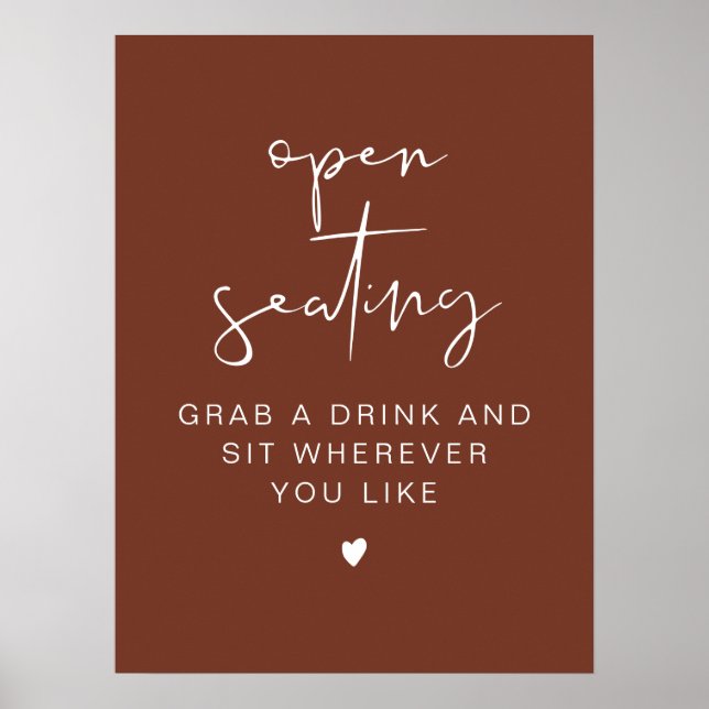 CORIANDER Terracotta Wedding Open Seating Sign (Front)