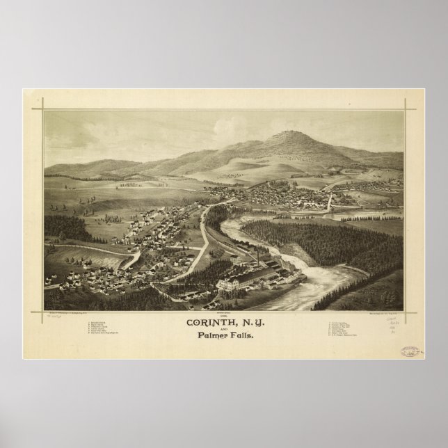 Corinth New York 1888 Antique Panoramic Map Poster (Front)