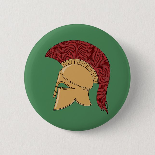 Corinthian Helmet 6 Cm Round Badge (Front)