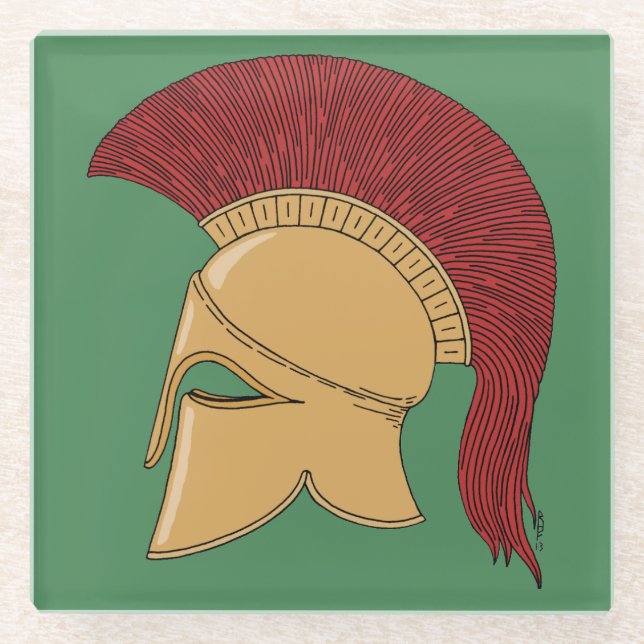 Corinthian Helmet Glass Coaster (Front)