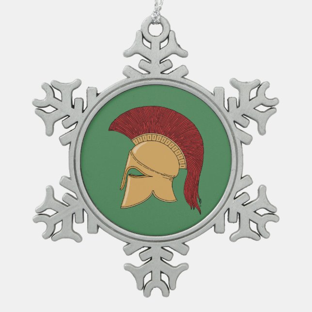 Corinthian Helmet Snowflake Pewter Christmas Ornament (Front)
