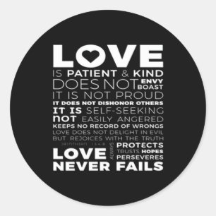 Corinthians Love Is Patient And Kind Does Not Envy Classic Round Sticker