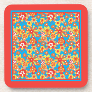 Cork-backed Coasters with Ditsy Orange Flowers