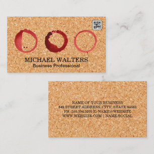 Cork Background   Wine Stains   Qr code Business Card