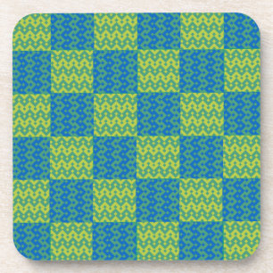 Cork Coaster or Table Mat, Green and Blue Patterns
