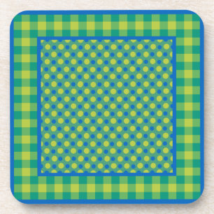 Cork Coaster or Table Mat, Green and Blue Patterns