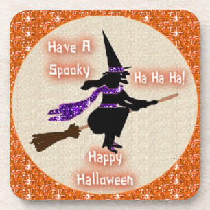 Cork Coaster Set Broom Stick Witch