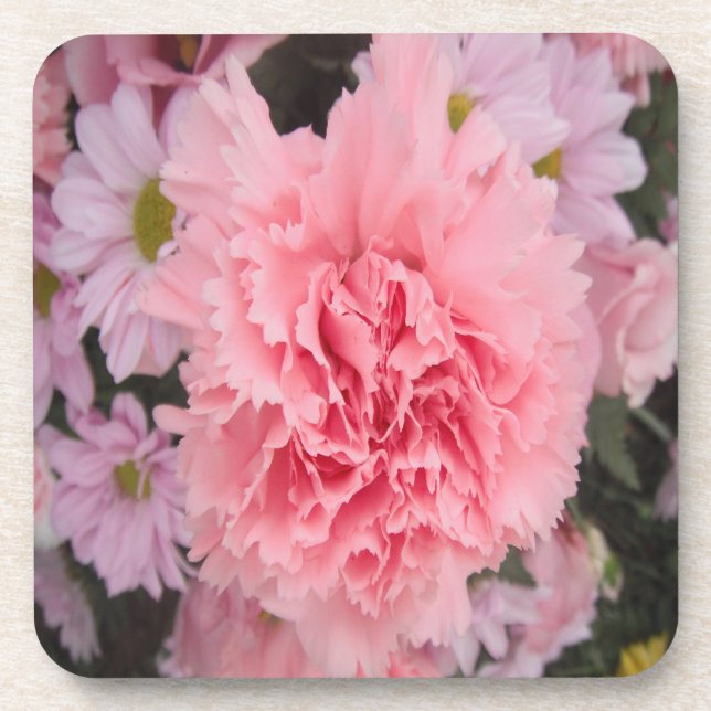 Cork Coaster Set Pink Carnation Beauty (Front)