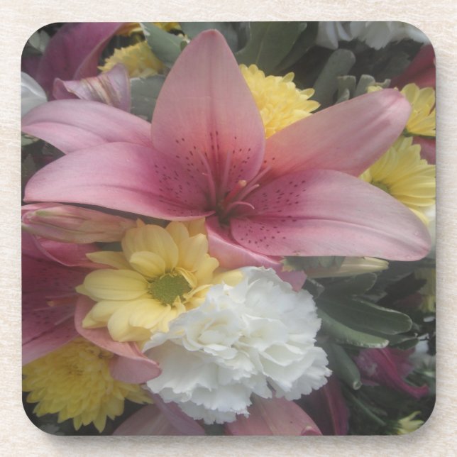 Cork Coaster Set Pink Lily Beauty (Front)