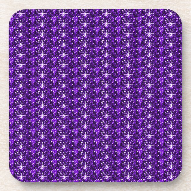 Cork Coaster Set Purple Glitter (Front)