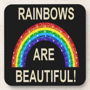 Cork Coaster Set Rainbows Are Beautiful Glitter