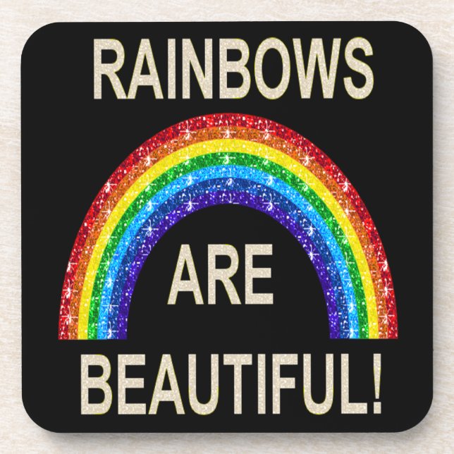 Cork Coaster Set Rainbows Are Beautiful Glitter (Front)