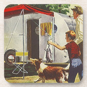 Cork Coaster Vintage Shiny Aluminium Camper