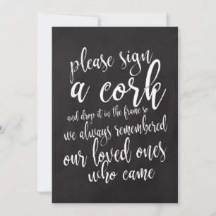 Cork Guest Book Chalkboard Wedding Sign
