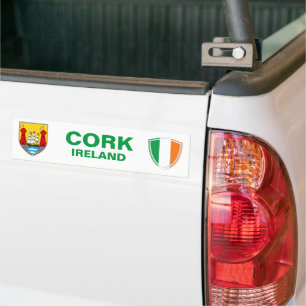 Cork Ireland Crest and Irish Flag Bumper Sticker